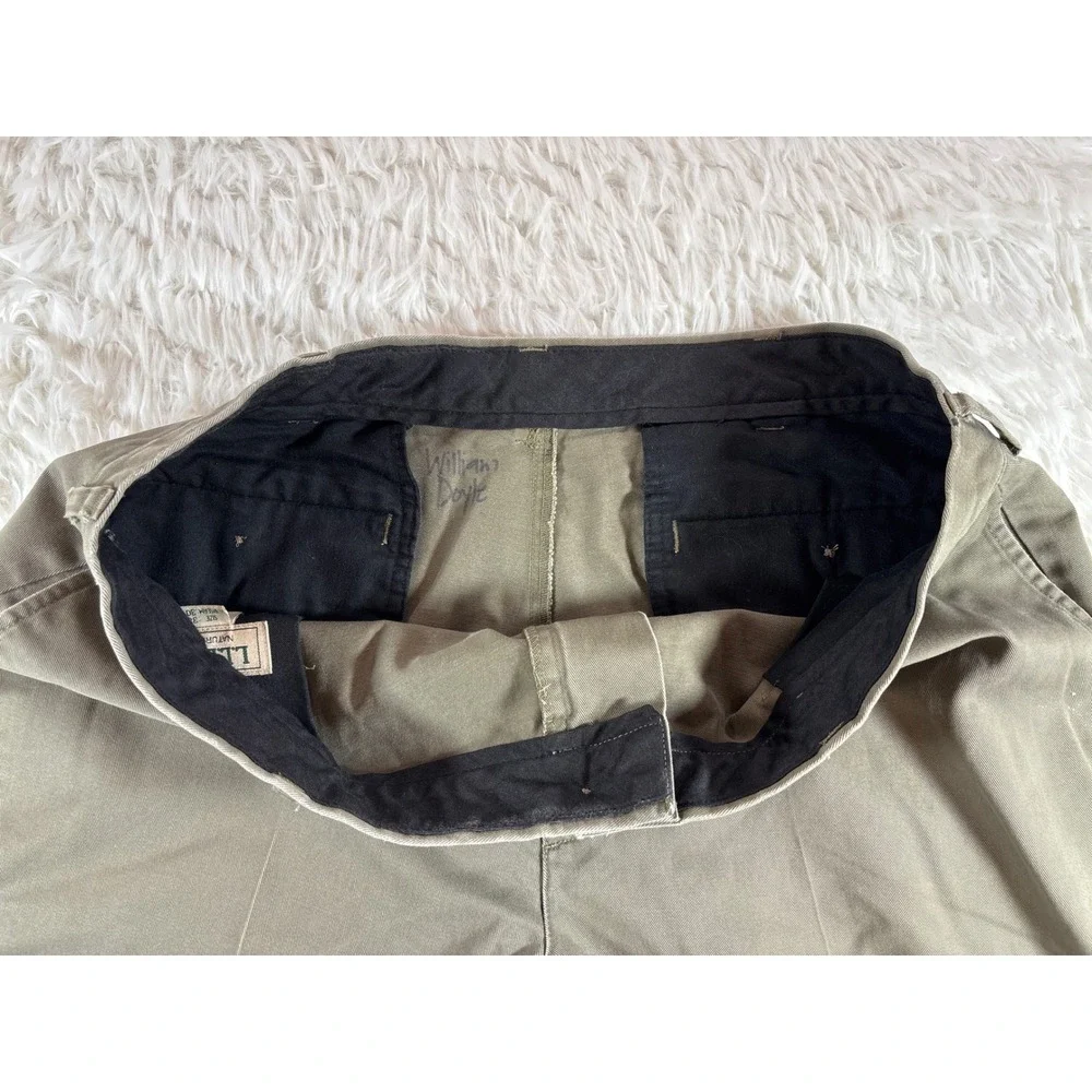 LL Bean Mens Double L Chinos Natural Fit Wrinkle Free Pants 38x30 Olive Khaki